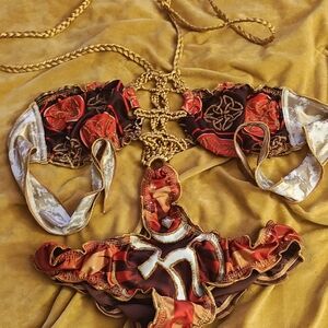 Ama Bella Bohemian Style Monokini with Brown With Gold and Red Accents